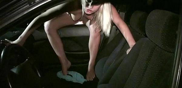  Blonde teen girl PUBLIC sex gangbang thru the car window Part 3